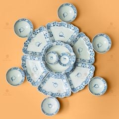 Bộ Bát Đĩa Hoa Mặt Trời Quả Đào