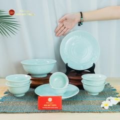 Bộ Bàn Ăn 4 Người (9 Món) Men Ngọc Vân Hoa Cúc