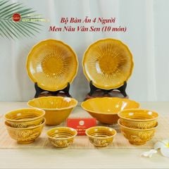 Bộ Bàn Ăn 4 Người (10 Món) Men Nâu Vân Sen