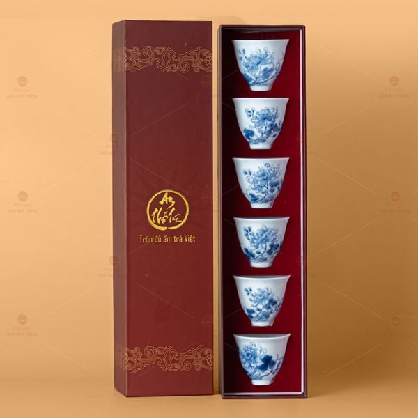 Bộ 6 Chén Trà Sứ Thổ Hoa