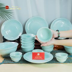 Bộ Bàn Ăn 10 Người (21 Món) Men Ngọc Vân Hoa Cúc