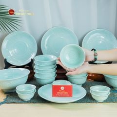 Bộ Bàn Ăn 6 Người (11 Món) Men Ngọc Vân Hoa Cúc