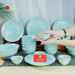 Bộ Bàn Ăn 4 Người (9 Món) Men Ngọc Vân Hoa Cúc