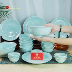 Bộ Bàn Ăn 10 Người (21 Món) Men Ngọc Vân Hoa Cúc