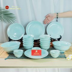 Bộ Bàn Ăn 10 Người (21 Món) Men Ngọc Vân Hoa Cúc