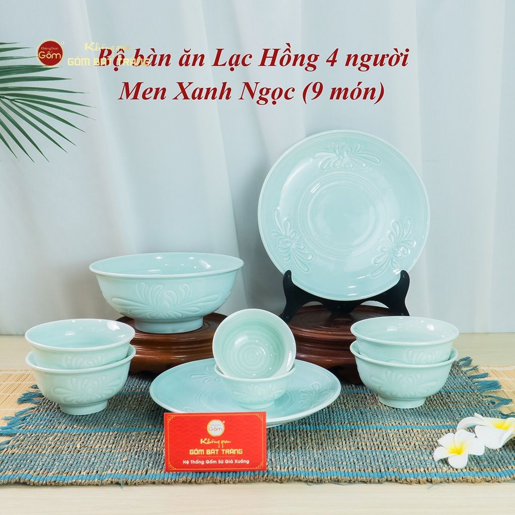 Bộ Bàn Ăn 4 Người (9 Món) Men Ngọc Vân Hoa Cúc