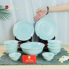 Bộ Bàn Ăn 6 Người (11 Món) Men Ngọc Vân Hoa Cúc