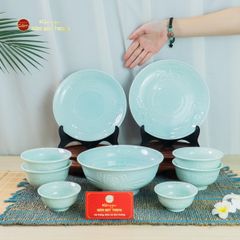 Bộ Bàn Ăn 4 Người (9 Món) Men Ngọc Vân Hoa Cúc