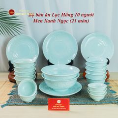 Bộ Bàn Ăn 10 Người (21 Món) Men Ngọc Vân Hoa Cúc