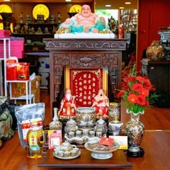 Bộ Đồ Thờ Thần Tài Thổ Địa Men Rạn Vẽ Vàng