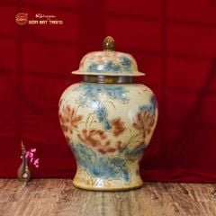 Chóe Men Xanh Ngọc Họa Tiết Hoa Sen