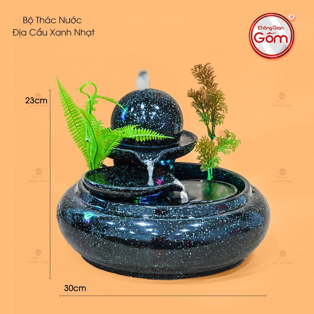 Bộ Thác Nước Phong Thủy Địa Cầu Xanh