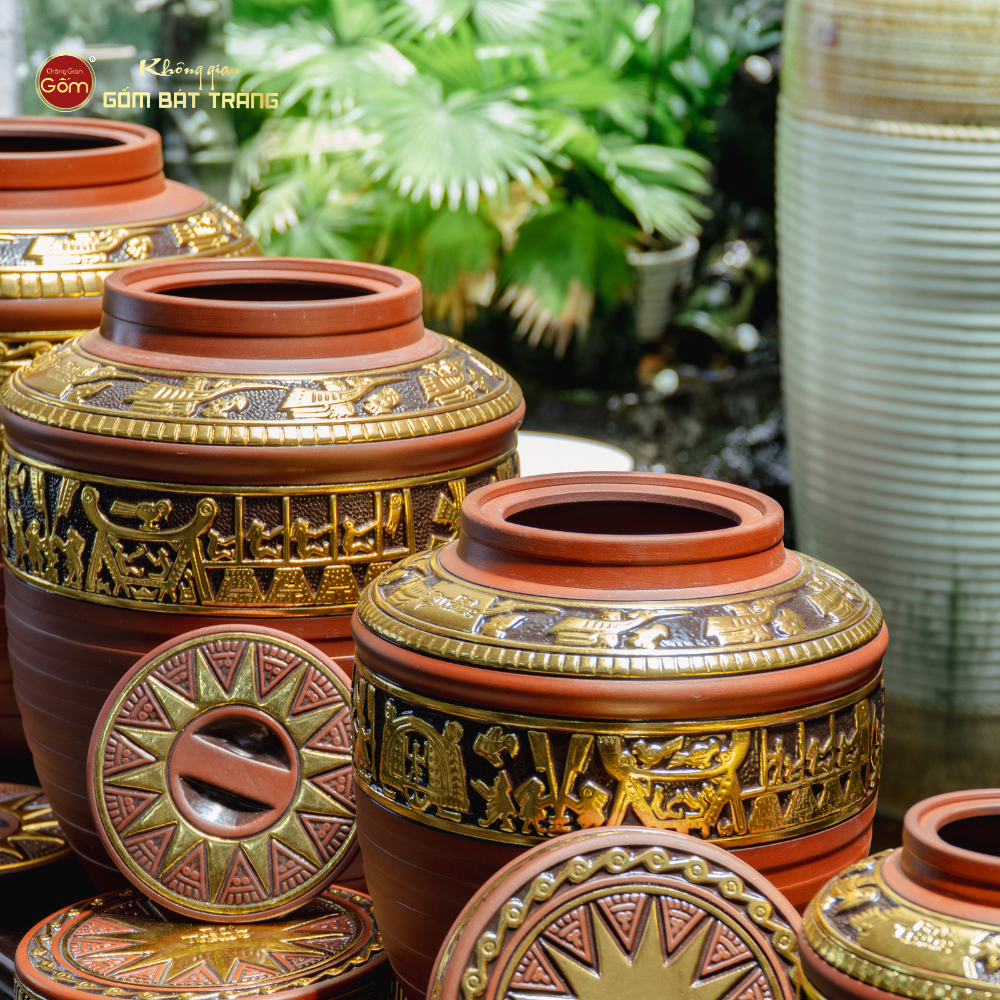 Chum Ngâm Rượu Trống Đồng Dát Vàng