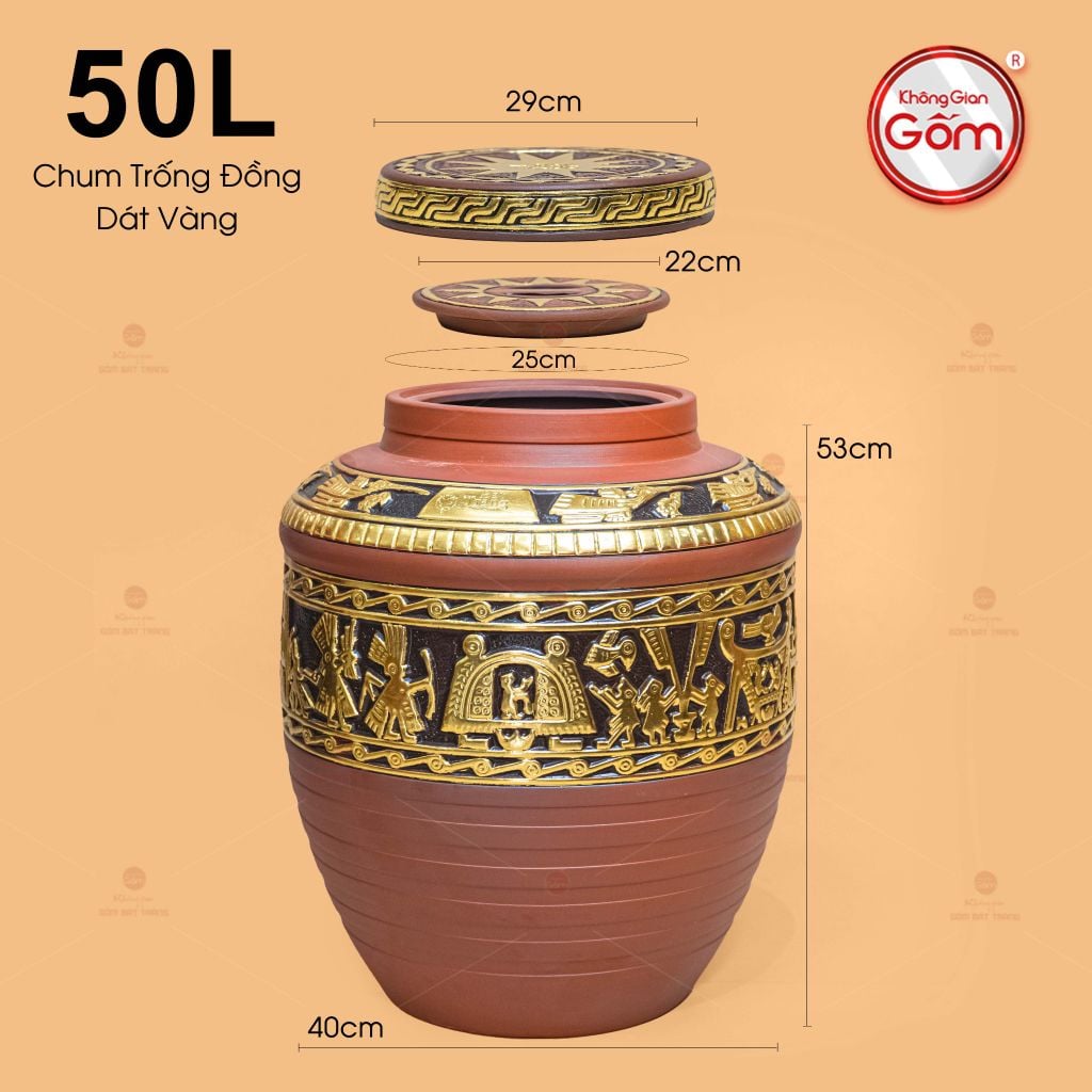 Chum Ngâm Rượu Trống Đồng Dát Vàng