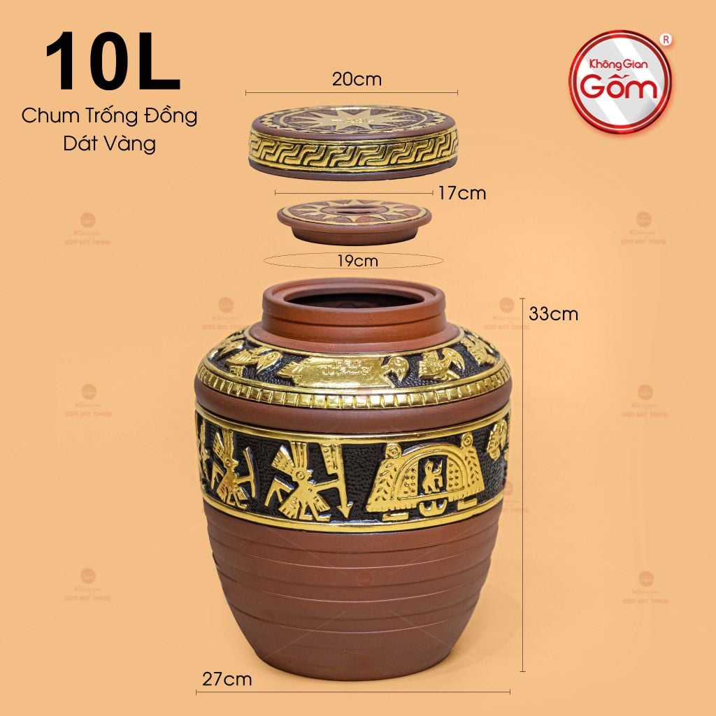 Chum Ngâm Rượu Trống Đồng Dát Vàng