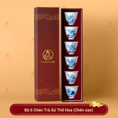 Bộ 6 Chén Trà Sứ Thổ Hoa
