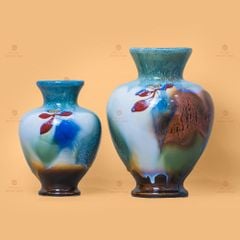 Lọ Hoa Bầu Cổ Đứng Họa Tiết Búp Sen