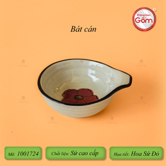 Bộ Bát Đĩa Bát Tràng Hoa Sứ Đỏ