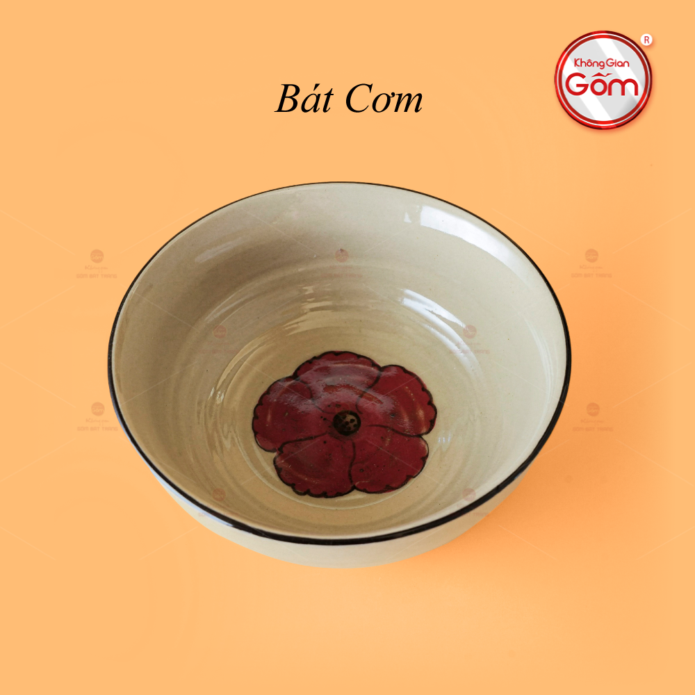 Bát Cơm Hoa Sứ Đỏ