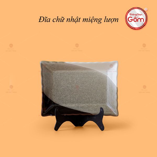 Đĩa Chữ Nhật Miệng Lượn Ba Màu