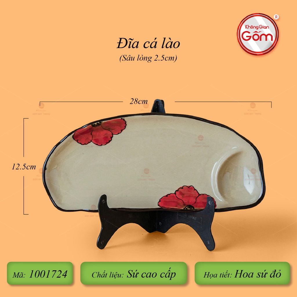 Đĩa Cá Lào Hoa Sứ Đỏ