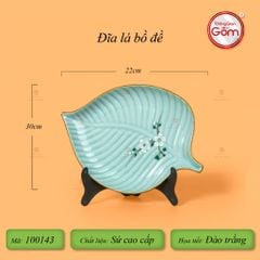 Đĩa Lá Bồ Đem Men Ngọc Hoa Đào Trắng