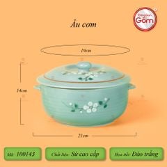 Bộ Bát Đĩa Bát Tràng Men Ngọc Hoa Đào Trắng