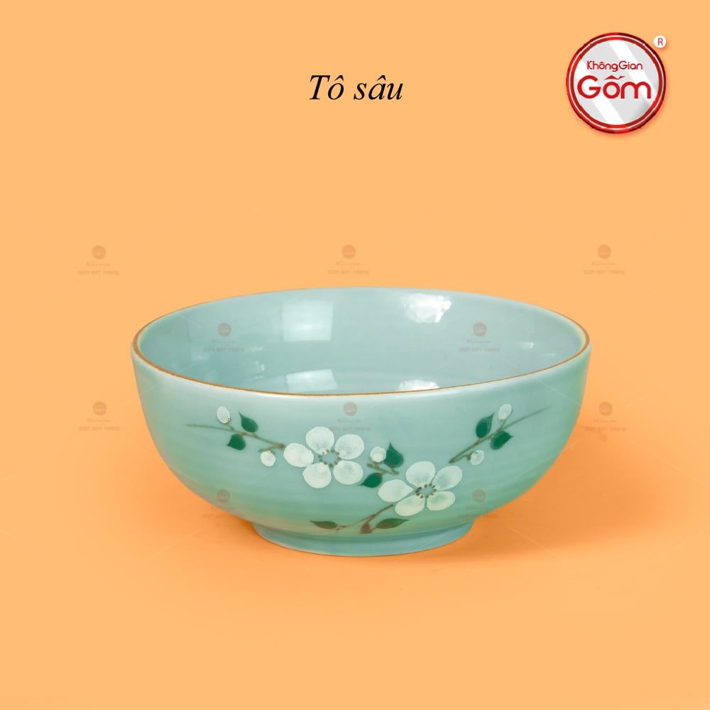 Bộ Bàn Ăn 4 Người (10 món) Men Ngọc Hoa Đào Trắng