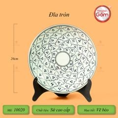 Bộ Bát Đĩa Bát Tràng Men Xanh Ngọc Vẽ Bèo