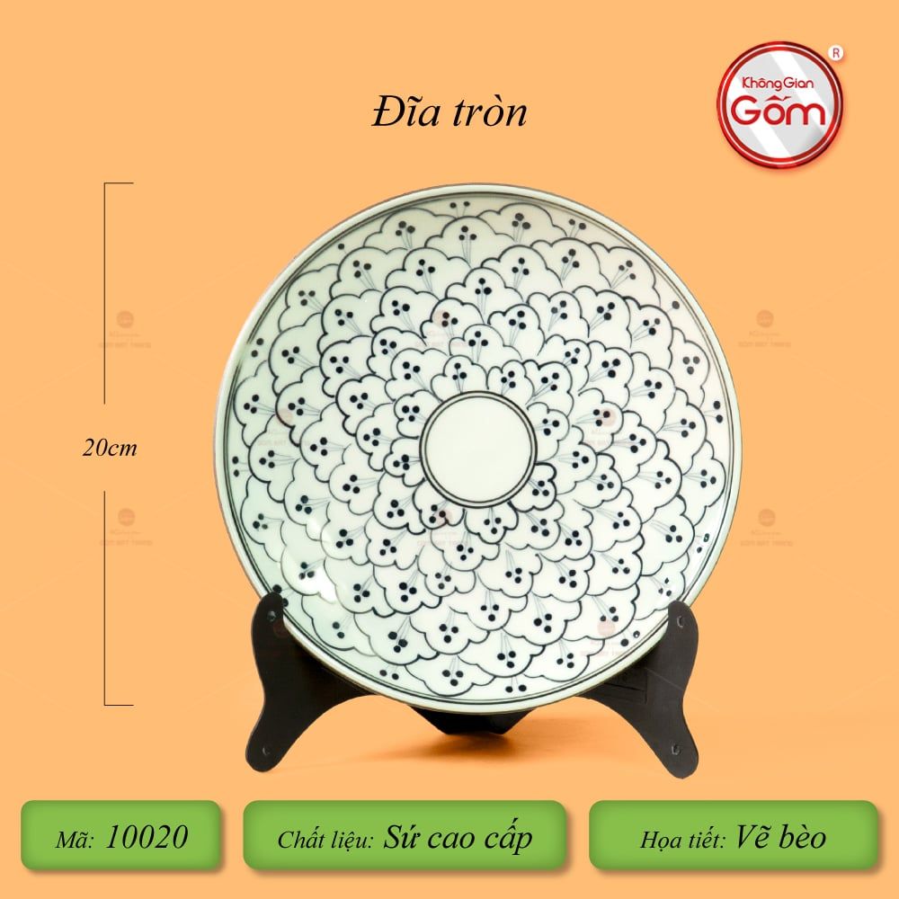 Bộ Bàn Ăn 6 Người (12 món) Men Xanh Ngọc Vẽ Bèo