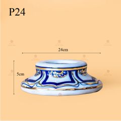 Mâm Bồng Long Phụng Trình Tường Men Lam Nổi Vẽ Vàng Kim