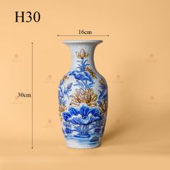 Lọ Hoa Thờ Men Rạn Nổi Họa Tiết Kim Liên
