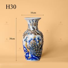 Lọ Hoa Thờ Men Rạn Nổi Họa Tiết Công Đào