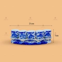 Kỷ 5 Chén Thờ Men Lam Họa Tiết Hoa Sen