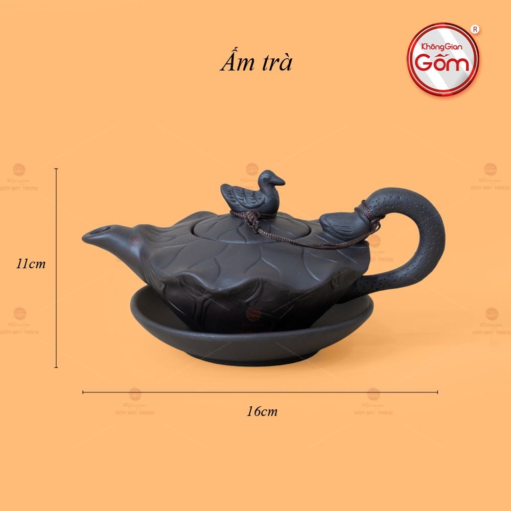 Bộ Ấm Trà Tử Sa Sen Vịt Khay Thủng