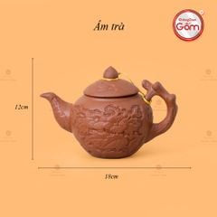 Bộ Ấm Trà Tử Sa Hoa Châm Khay Thủng