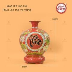 Quả Hút Lộc Men Đỏ Phúc Lộc Thọ Vẽ Vàng