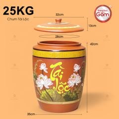 Hũ Gạo Tài Lộc Hoa Sen Nắp Ngang