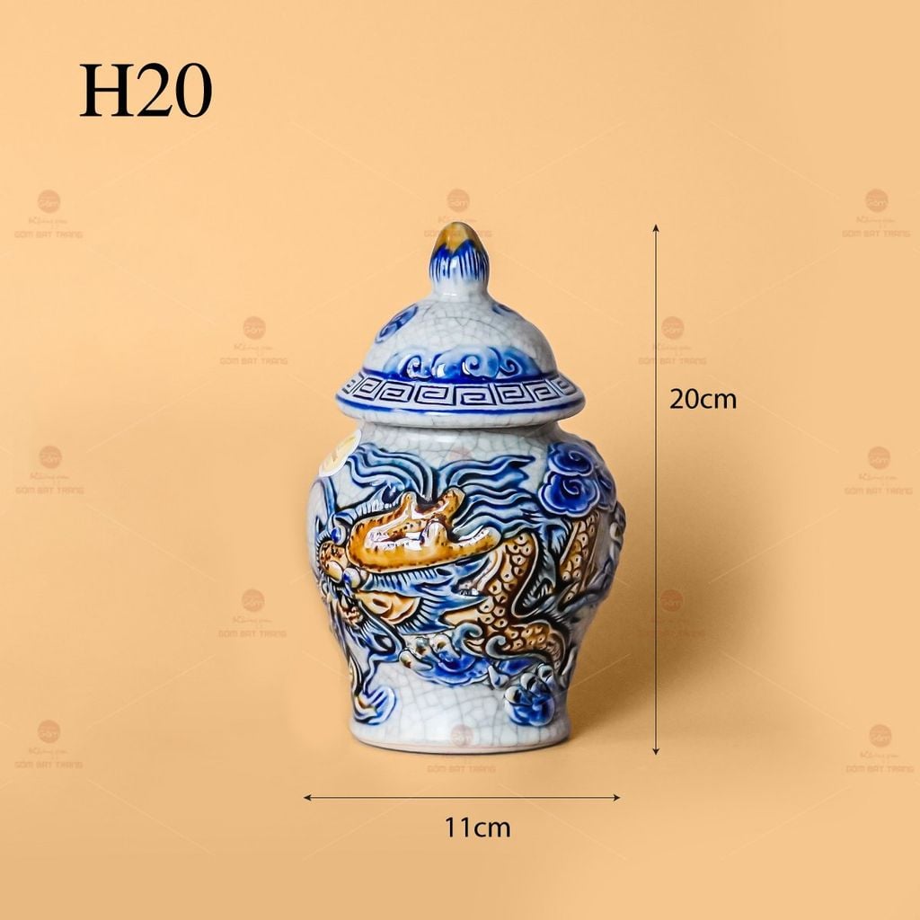 Chóe Thờ Men Rạn Nổi Họa Tiết Rồng