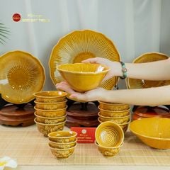 Bộ Bàn Ăn 10 Người (20 Món) Men Nâu Vân Sen