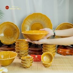 Bộ Bàn Ăn 10 Người (20 Món) Men Nâu Vân Sen