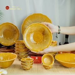 Bộ Bàn Ăn 10 Người (20 Món) Men Nâu Vân Sen