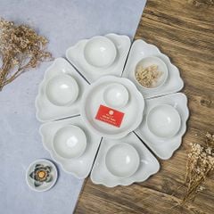 Bộ Bát Đĩa Hoa Mặt Trời Minh Châu Trắng