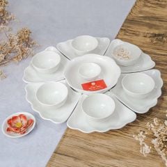Bộ Bát Đĩa Hoa Mặt Trời Minh Châu Trắng