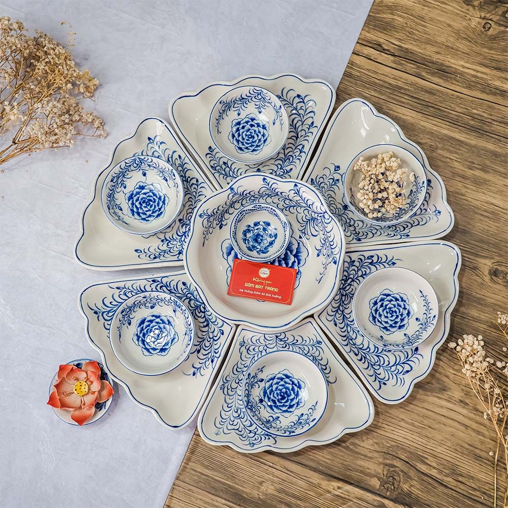 Bộ Bát Đĩa Hoa Mặt Trời Mẫu Đơn