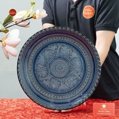 Đĩa Trưng Bày Đắp Nổi Hoa Sen Hội Tụ