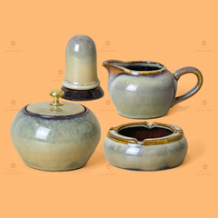Bộ Ấm Trà Chuông Gấm Xoáy Men Hỏa Biến
