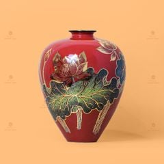 Lọ Hoa Dáng Vò Họa Tiết Hoa Sen