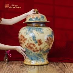 Chóe Men Xanh Ngọc Họa Tiết Hoa Sen