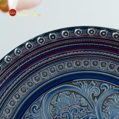 Đĩa Trưng Bày Đắp Nổi Hoa Sen Hội Tụ